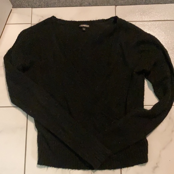 Express size XS black low v-neck sweater. - Picture 2 of 2